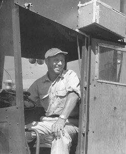Alphons Urbanovsky in his 1956 combine
